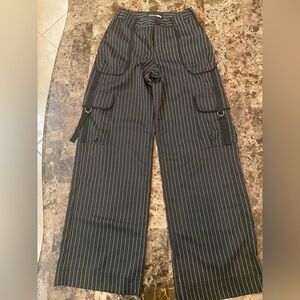 Fashion Nova Black and White Pinstripe Wide Leg Pants